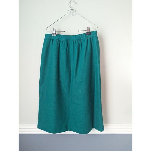 Vtg Wool Skirt Womens Medium Kelly Green Preppy Classic Light Academia Heritage - Picture 4 of 10